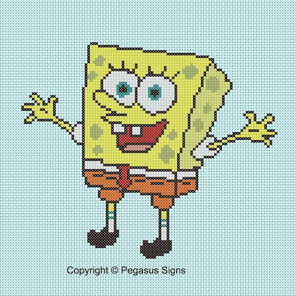 Sponge Bob Square Pants Cross Stitch Pattern only (pdf jpg files) kids tv character