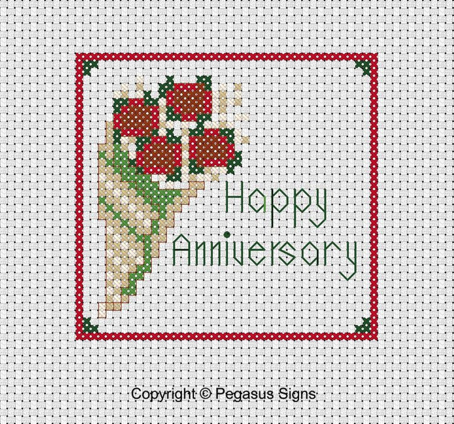 Happy Anniversary Cross Stitch Pattern Only PDF/JPEG Files Etsy