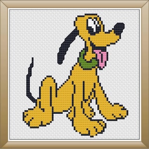 Patrón de punto de cruz de Plutón solo archivos PDF/JPEG - dibujo animado, perro, Mickey Mouse,