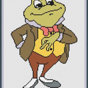 Toad of Wind In The Willows Cross Stitch Pattern only PDF/JPEG Files - kidstv, cartoons, frog, animal, book characters, ratty, mole,