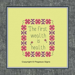 Wealth quote Alleen kruissteekpatroon pdf/jpeg-bestanden: bericht, cadeau, aandenken, wanddecoratie, citaat, kaart.