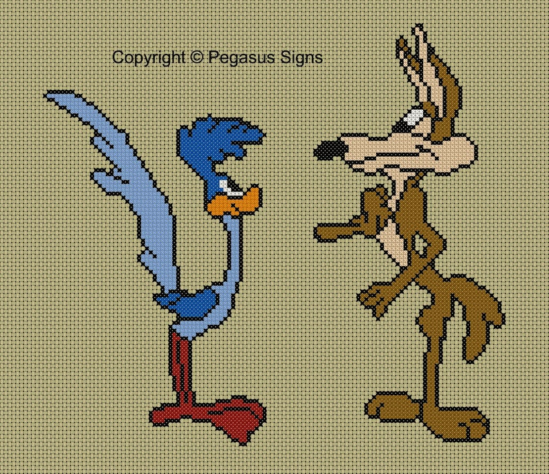 Road Runner and Wile Coyote Cross Stitch Pattern Only pdf Jpg Etsy