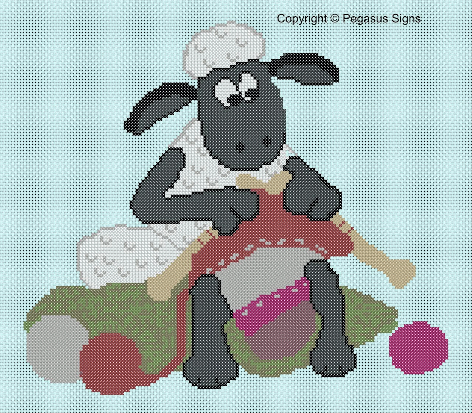 Shaun the Sheep Knitting Cross Stitch Pattern Only pdf Jpg Files Tv