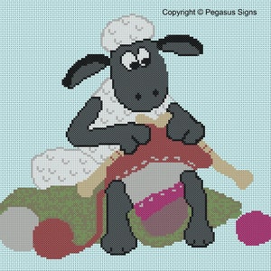Shaun, vita da pecora, schema per punto croce (file pdf jpg) film tv personaggio cartone animato divertimento famiglia maglia cortile