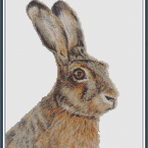 Hare Cross Stitch Pattern only PDF/JPEG Files -  wild animal, hare, creature, wildlife, nature,
