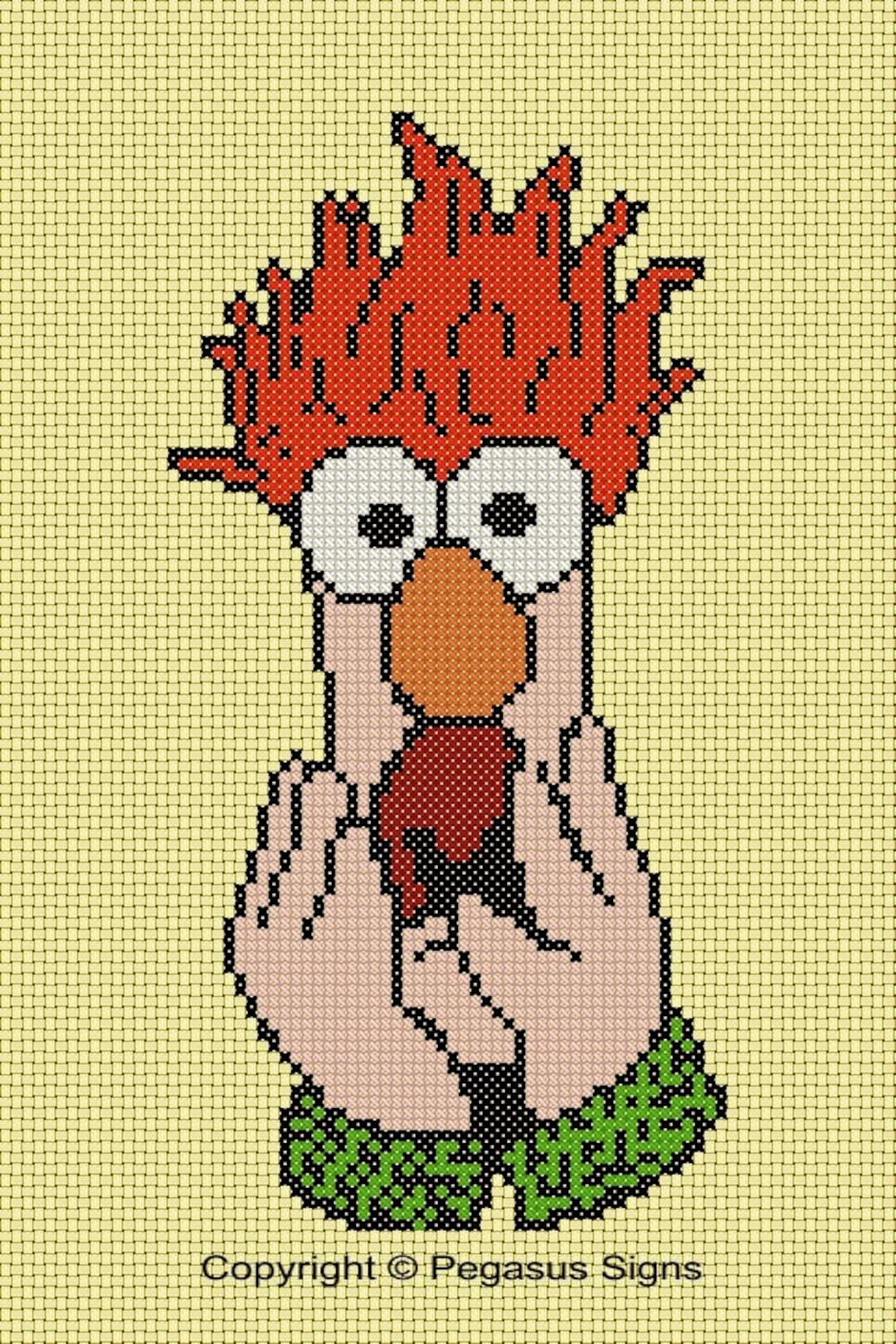 Beaker Cross Stitch Pattern Only pdf Jpg Files Kids TV Characters Movie