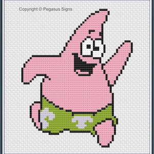 Patrick kruissteekpatroon alleen pdf/jpeg-bestanden - kinder-tv, tekenfilms, spongebob, zeester,
