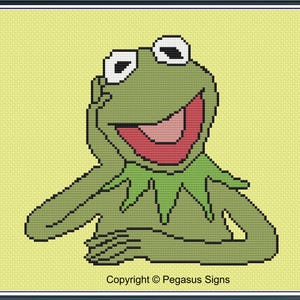 Kermit Frog Cross Stitch Pattern only (pdf jpg files) kids TV characters movie puppet animation animal frog