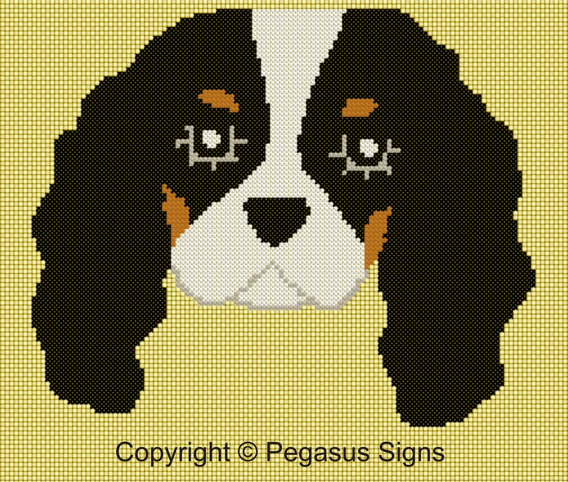 Tri Colour King Charles Cavalier Spaniel Cross Stitch Pattern Only PDF