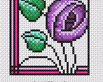 Art Deco Flower 001 Cross Stitch Pattern only PDF/JPEG Files - designer pattern Rennie Mackintosh style