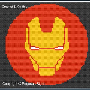 Virk- och stickningsdiagram för Iron Man-märket, endast PDF/JPEG-filer - intarsia för filmen Heroes of the Movie SHEILD