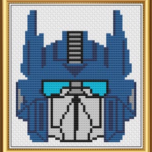 Optimus Prime-kruissteekpatroon – transformatormaskermotief (pdf/jpeg)