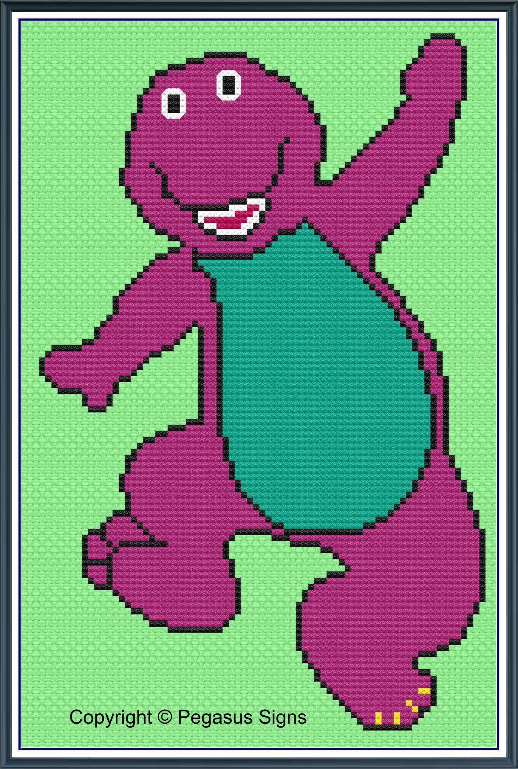 Barney the Dinosaur Cross Stitch Pattern - Purple Trex (PDF/JPEG Files ...