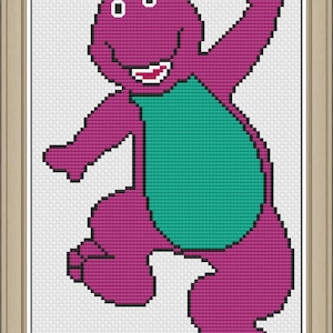 Barney the Dinosaur Cross Stitch Pattern - Purple TRex (PDF/JPEG Files)