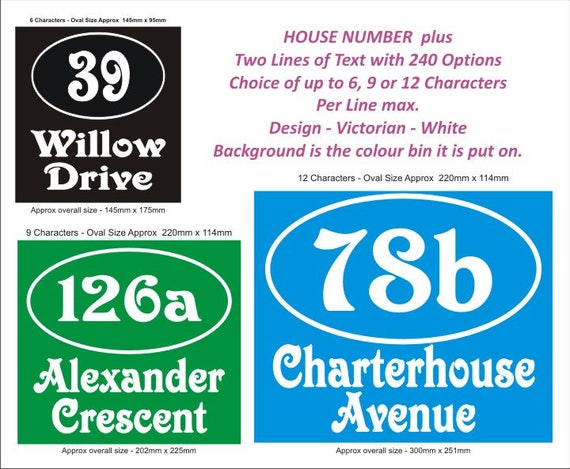 Wheelie Bin House Number 2 Lines for Road Name Dustbin Recycle