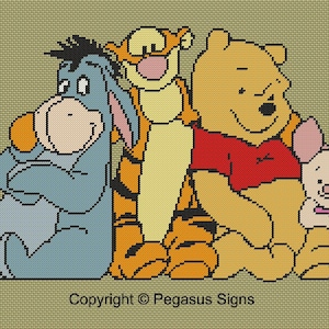 Winnie The Pooh Cross Stitch Pattern only (pdf jpg files)  bear pig donkey tiger eyeore piglet tigger pooh