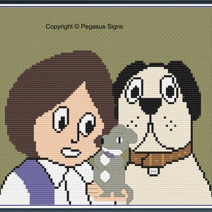 Modèle de point de croix Mary Mungo and Midge uniquement Fichiers PDF/JPEG - kidsTV. animaux, dessins animés, chien, souris, retrotv, années 70, nostalgie,