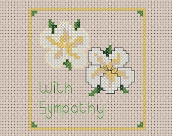 With Sympathy Cross Stitch Pattern only PDF/JPEG Files - designer pattern - flowers bereavement grief sorrow sympathy card