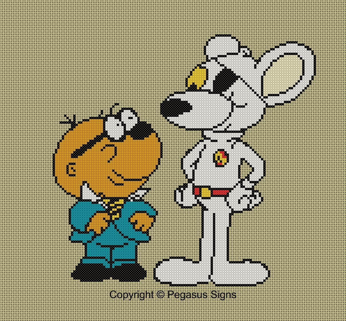 Danger Mouse and Penfold Cross Stitch Pattern Only (pdf Jpg Files