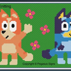 Alleen haak- en breitabel Bingo en Bluey PDF/JPEG-bestanden - cartoon, kidsTV, dogs, blue dog, heeler,
