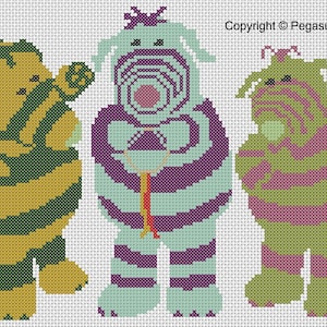 The Fimbles Cross Stitch Pattern only (pdf jpg files) kids tv, Fimbles, cbeebies, fimbo, baby pom, florrie, bessie, childrens tv characters,