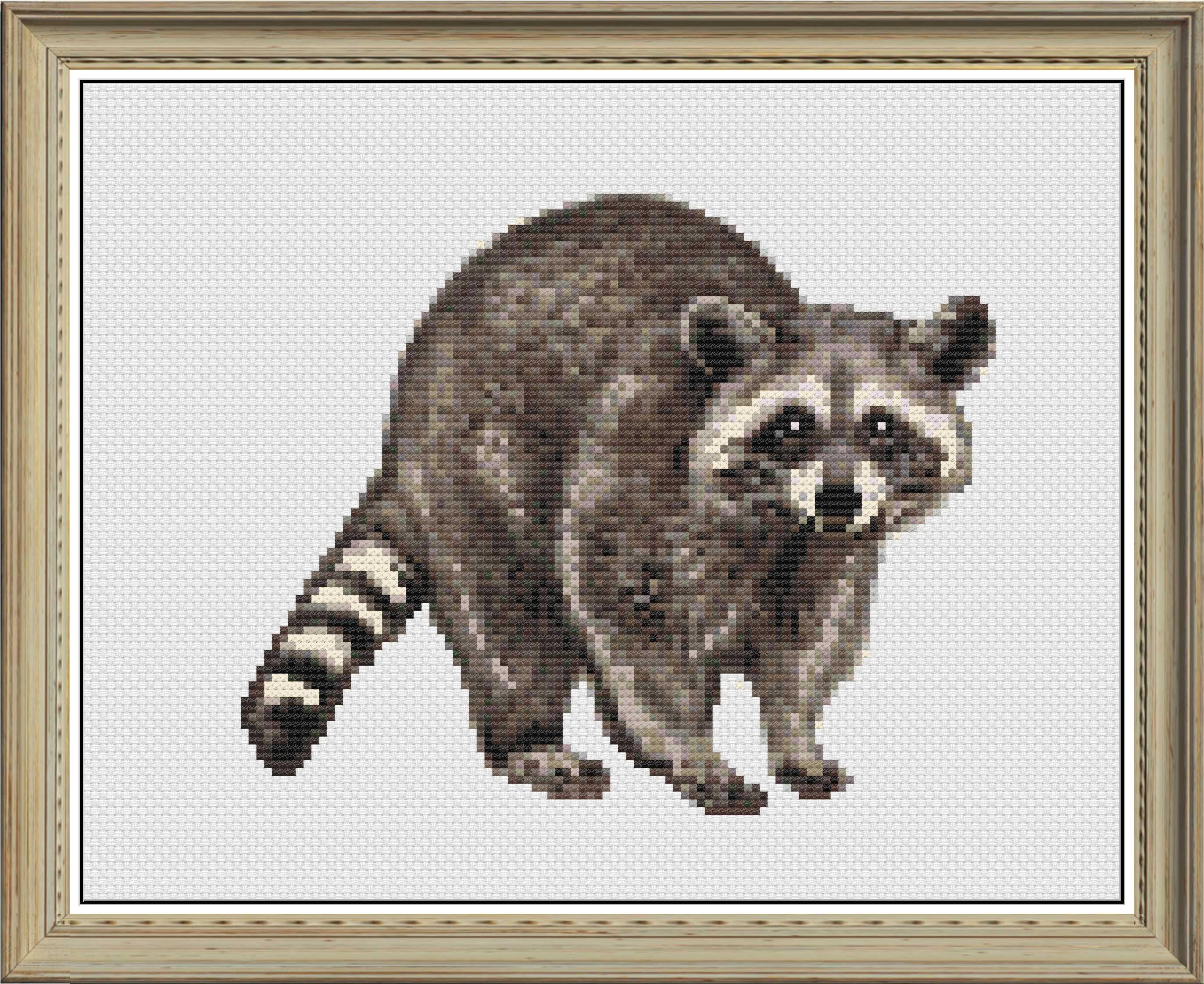Racoon Portrait Cross Stitch Pattern – Wildlife (PDF/JPEG) - Etsy