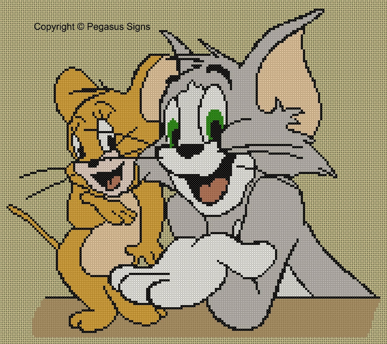Tom and Jerry Cross Stitch Pattern Only pdf Jpg Files Tv Cartoon Retro