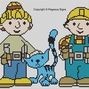 Bob the Builder Cross Stitch Pattern: Wendy, Pilchard (PDF/JPEG) kids TV