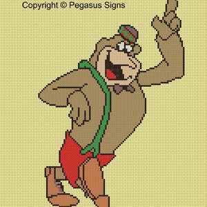 Patrón de punto de cruz Magilla Gorilla solamente (archivos pdf jpg) tv retro dibujos animados divertido Hanna Barbera animal gorila