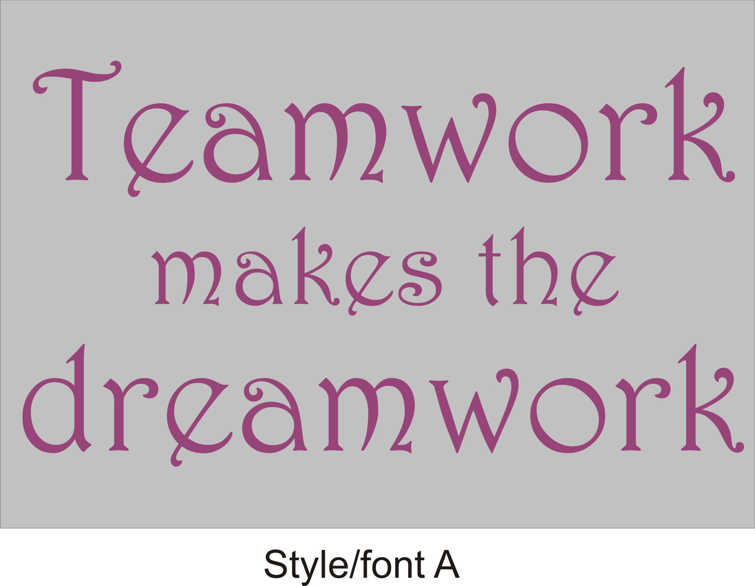 Teamwork Wall Art Quote 3 Sizes Wall Decoration Office Etsy