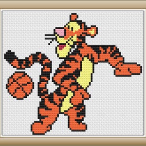 Tiger Kreuzstich Stickmuster PDF / JPEG Dateien - kidstv, cartoons, Tiere, Film, Tiger, hüpfen, springen
