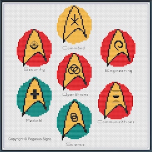 Star Trek 7 x Motifs Cross Stitch Pattern only PDF/JPEG Files - classicTV, sci fi, aliens, starfleet, universe,  explorers, adventures,