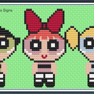 Power Puff Girls Kreuzstichmuster PDF / JPEG Dateien - cartoon, kidsTV,