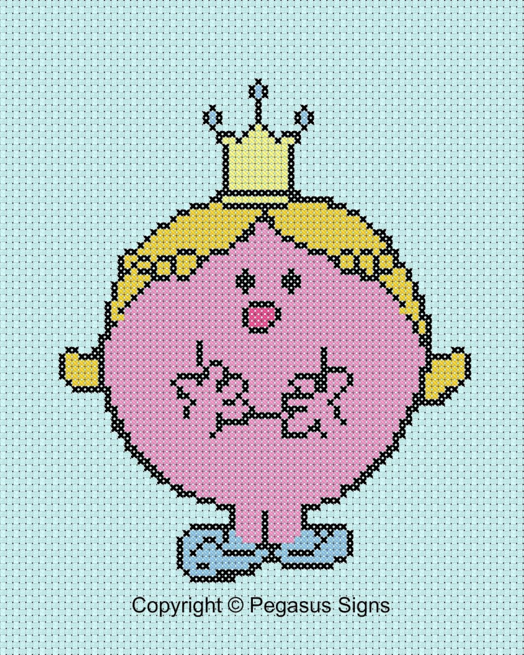 Little Miss Princess Cross Stitch Pattern Only PDF/JPEG Files Kids Book
