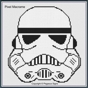 Pixel Macrame Stormtrooper Pattern – Star Wars Wall Hanging (PDF/JPEG)