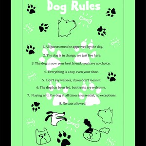 Dog Rules Art Print - fichier JPEG en téléchargement - impression uniquement - sans cadre - A4 - Inspire Art décoration cadeau pour la maison animaux de compagnie, chiens, amusement, bébés en fourrure, animaux,