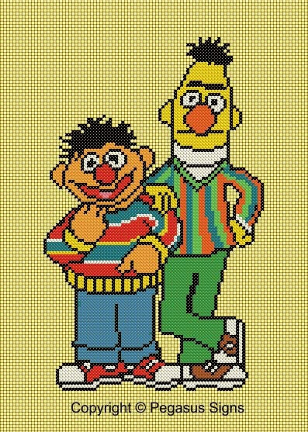 Bert and Ernie Cross Stitch Pattern Only pdf Jpg Files Kids TV ...