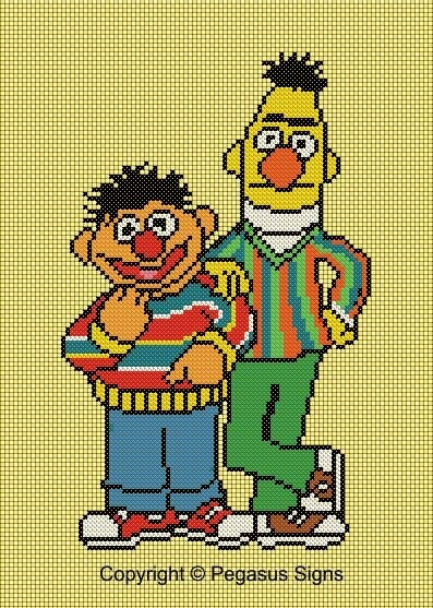 Bert and Ernie Cross Stitch Pattern Only pdf Jpg Files Kids TV ...