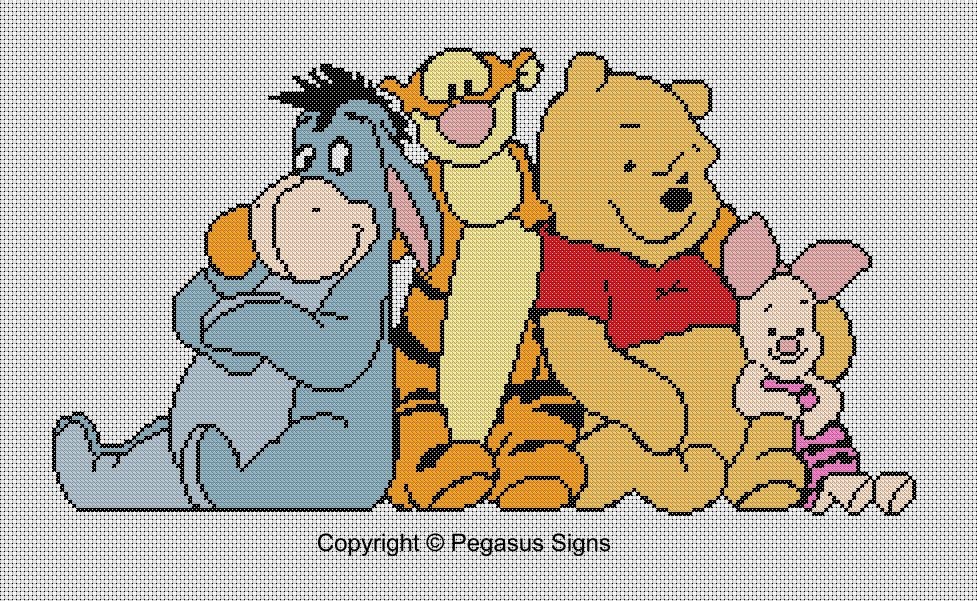 Pooh Pattern Winnie the Pooh Cross Stitch Pattern: Pooh & Friends (PDF) - Etsy