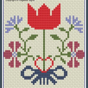 Joyeux anniversaire fleurs motif point de croix uniquement fichiers PDF/JPEG - célébration, carte, signet, fleurs, floral,