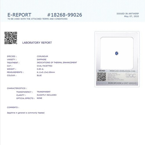 Blue Sapphire 0.85 shops ct.