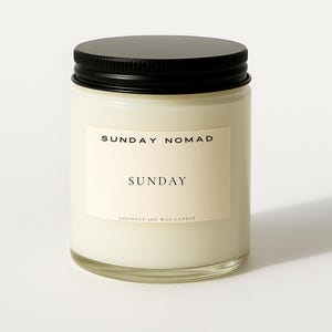 Sunday| Handmade Candle, Cotton Wick Candle, Scented Candle, Gift, Coconut Wax Candle, Soy Wax Candle