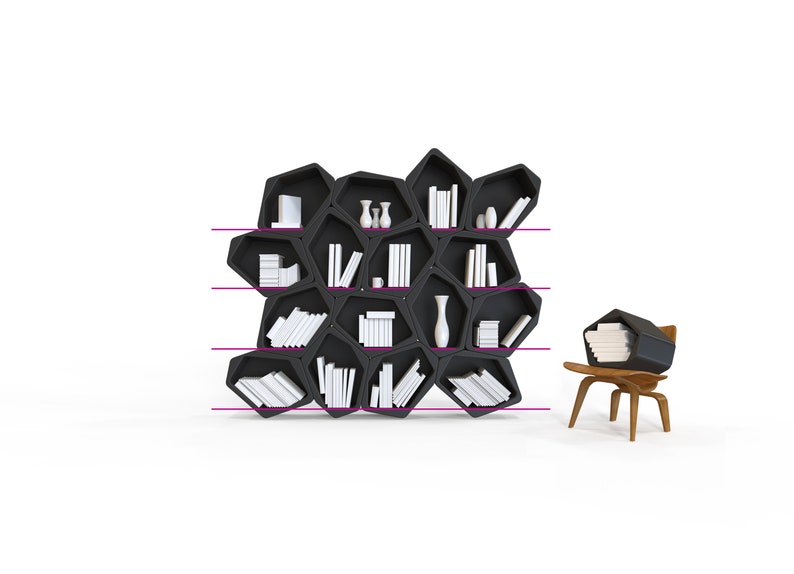 BUILD Hexagon Shelves set of 6 Modular Bookcase Etsy