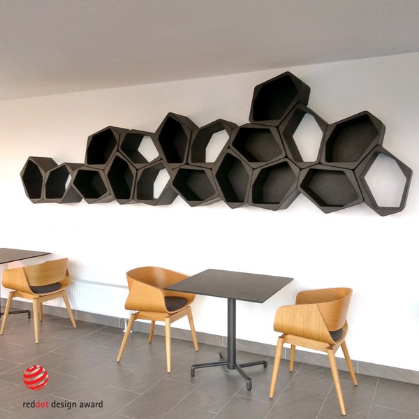 BUILD hexagon shelves (set of 12) | modular wall shelving| floating bookcase | honeycomb bookshelf | room divider | storage and organization