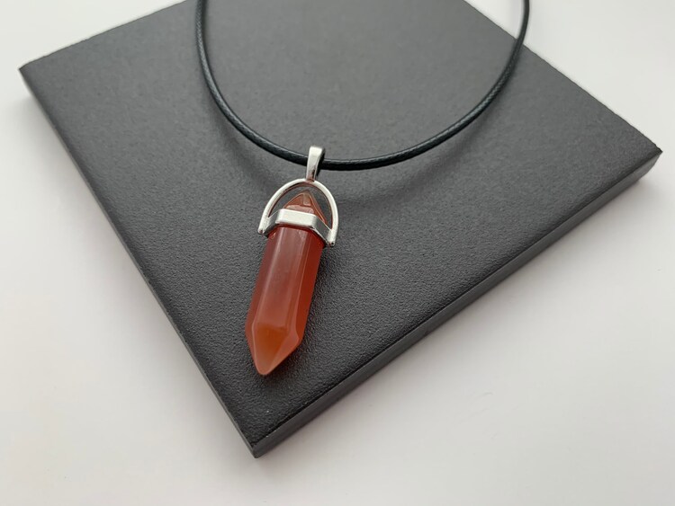 Natural Handmade Carnelian Adjustable Cord Gemstone Necklace Velvet Pouch 6/8mm Natural Handmade Carnelian Adjustable Cord Gemstone Necklace Velvet Pouch 6/8mm