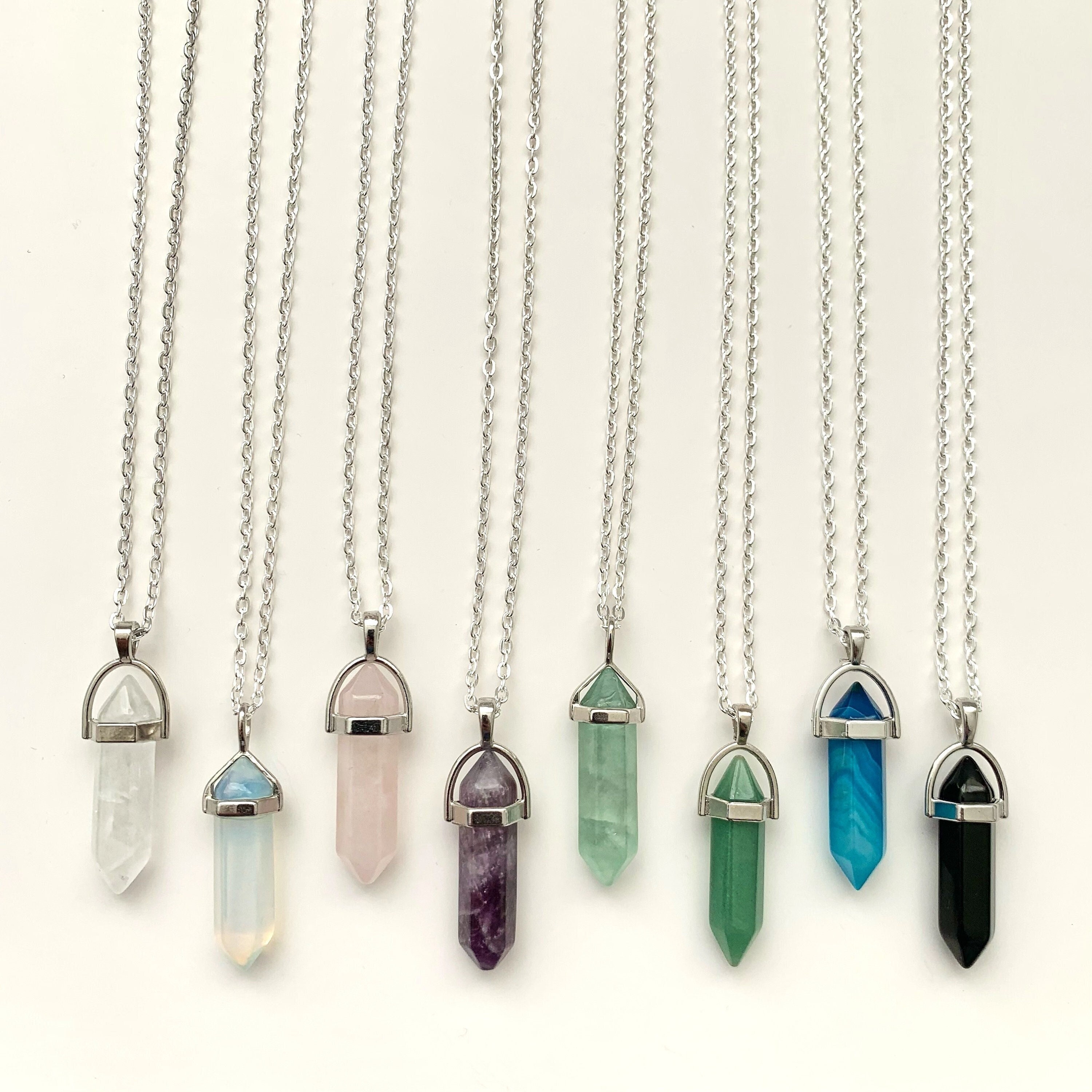 www.Nuroco.com - Interchangeable 8 stone necklace 316L Stainless Steel DIY Crystal  Charm Pendants