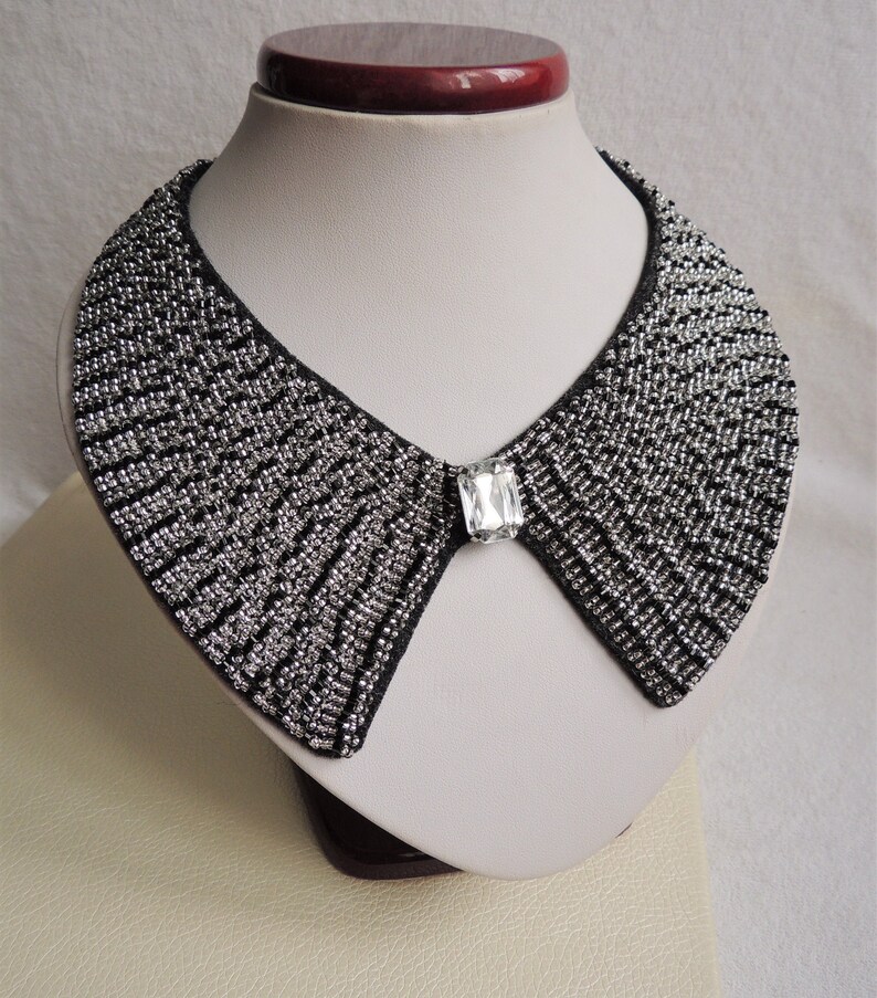 Bead Necklace Collar Beaded Collar Gift for Women Bead Black Etsy