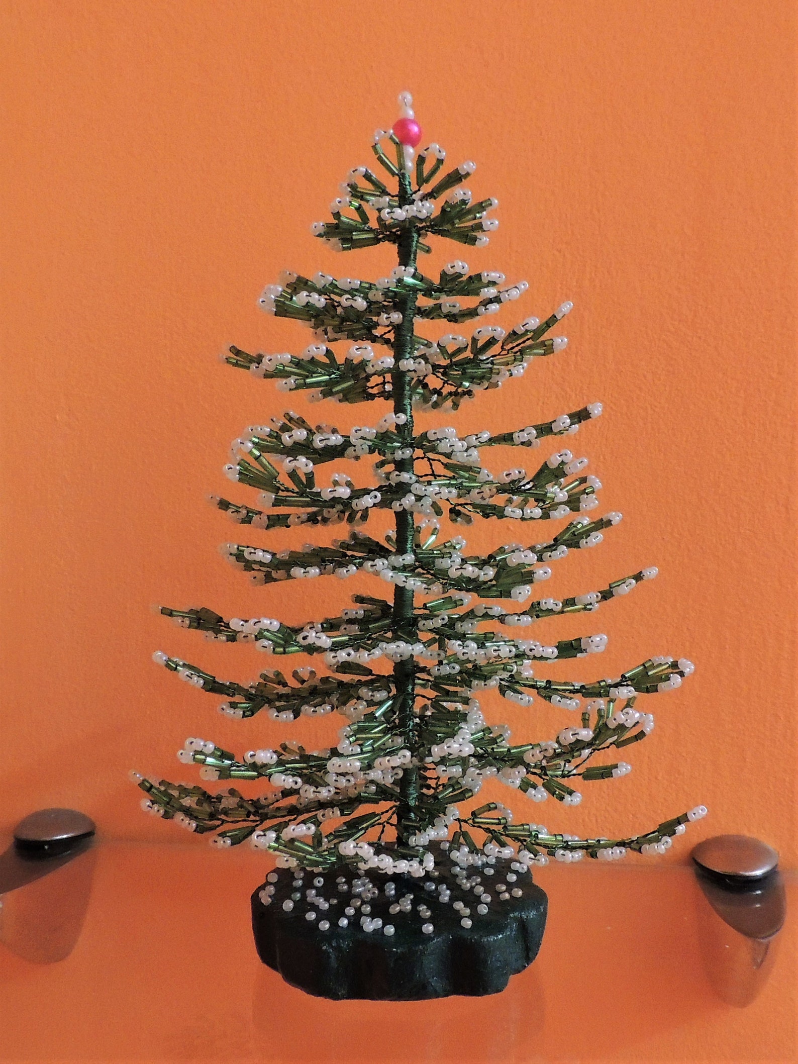 Green Beaded Christmas Tree Christmas Tree Bead Beaded Tree Etsy