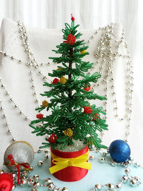 Green beaded Christmas Tree Christmas Tree Bead beaded tree Etsy