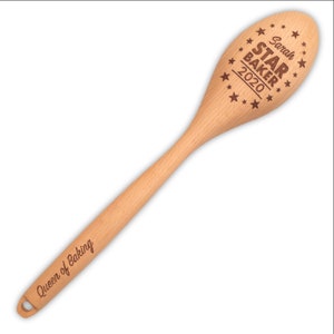 Star Baker Customised Wooden Spoon Ideal Trophy for Bake Off Prize. Personalise with a Name and Short Message. Secret Santa Office Gift image 3